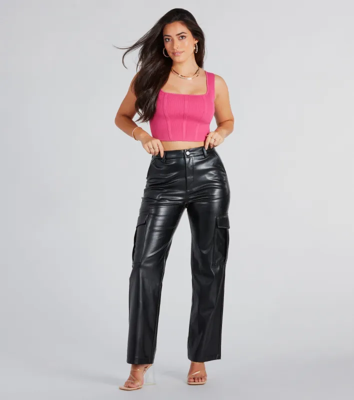 Casually Sleek Faux Leather Cargo Pants sold by Windsor