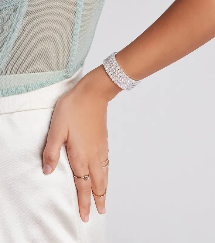 Lavish Faux Pearl Stretch Bracelet sold by Windsor