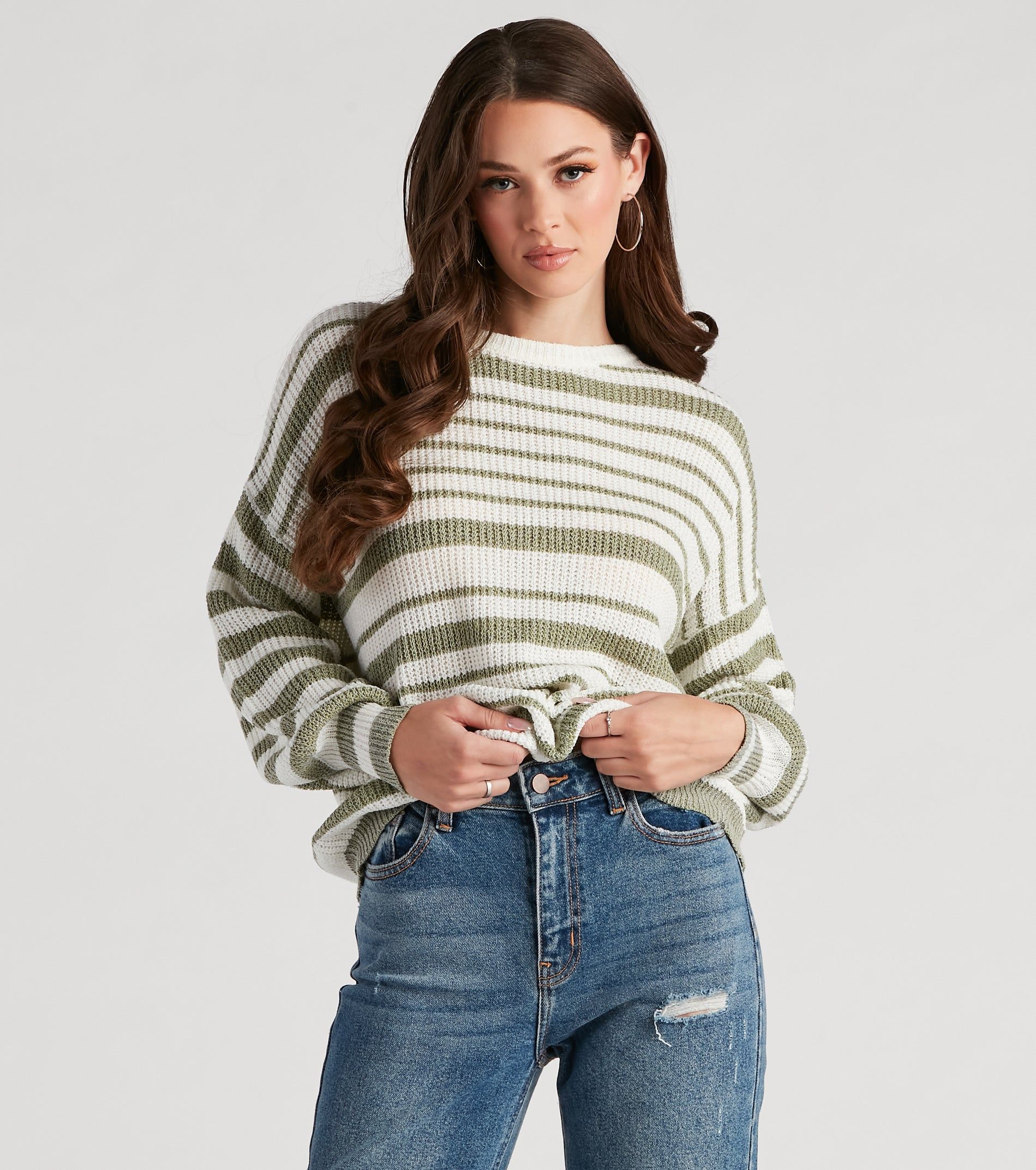 Casual Cute Striped Oversized Sweater sold by Windsor