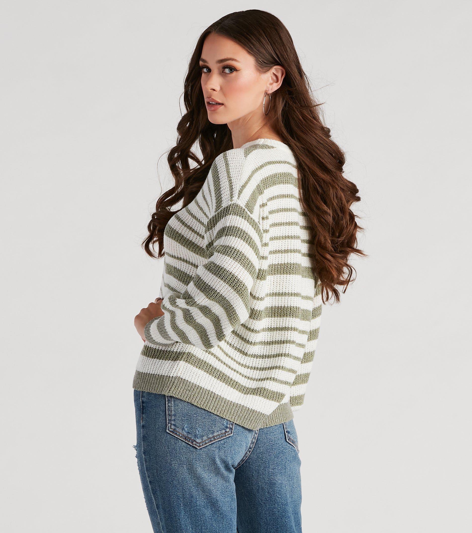 Casual Cute Striped Oversized Sweater sold by Windsor product image thumbnail 2