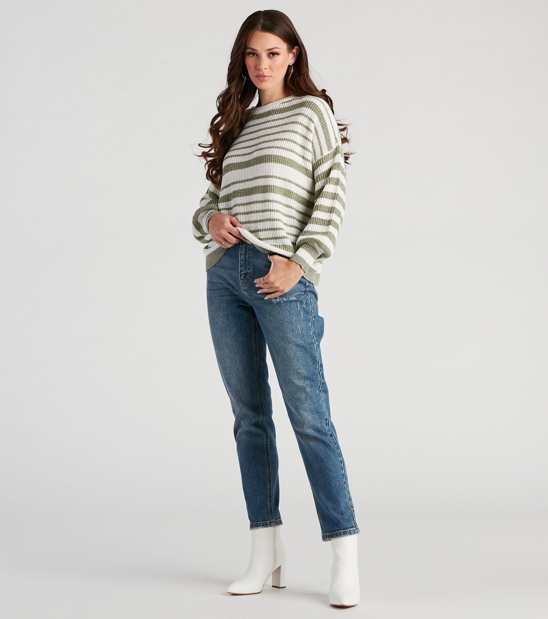 Casual Cute Striped Oversized Sweater sold by Windsor product image thumbnail 3