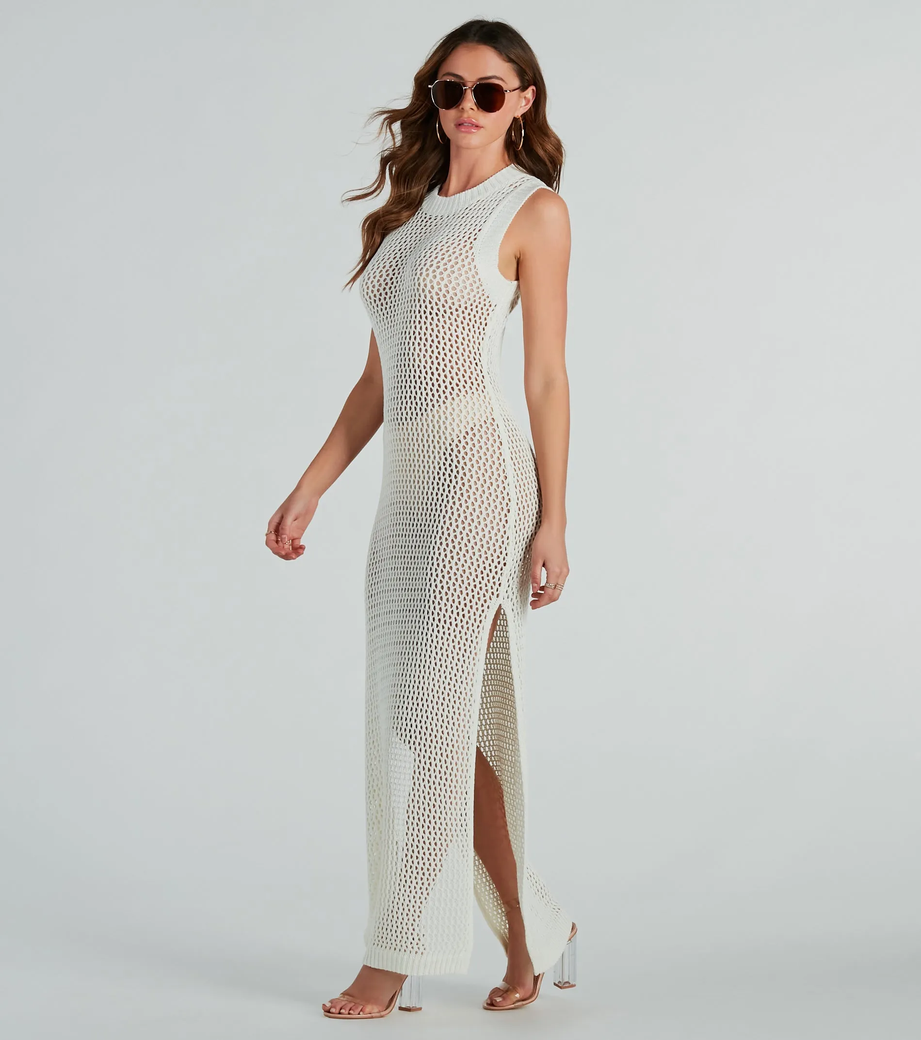 Resort Paradise Crochet Open Back Maxi Dress sold by Windsor product image thumbnail 5