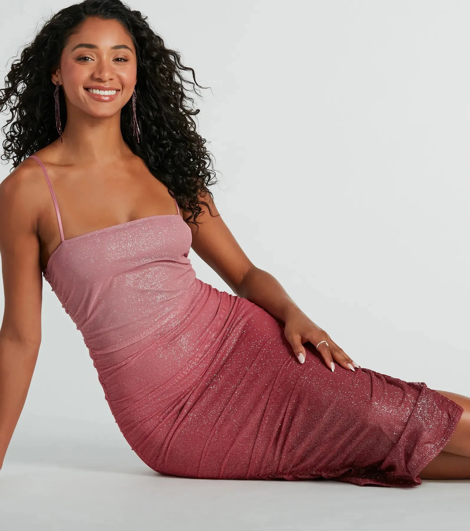 Sassy Shine Ombre Glitter Mesh Midi Dress sold by Windsor product image thumbnail 3