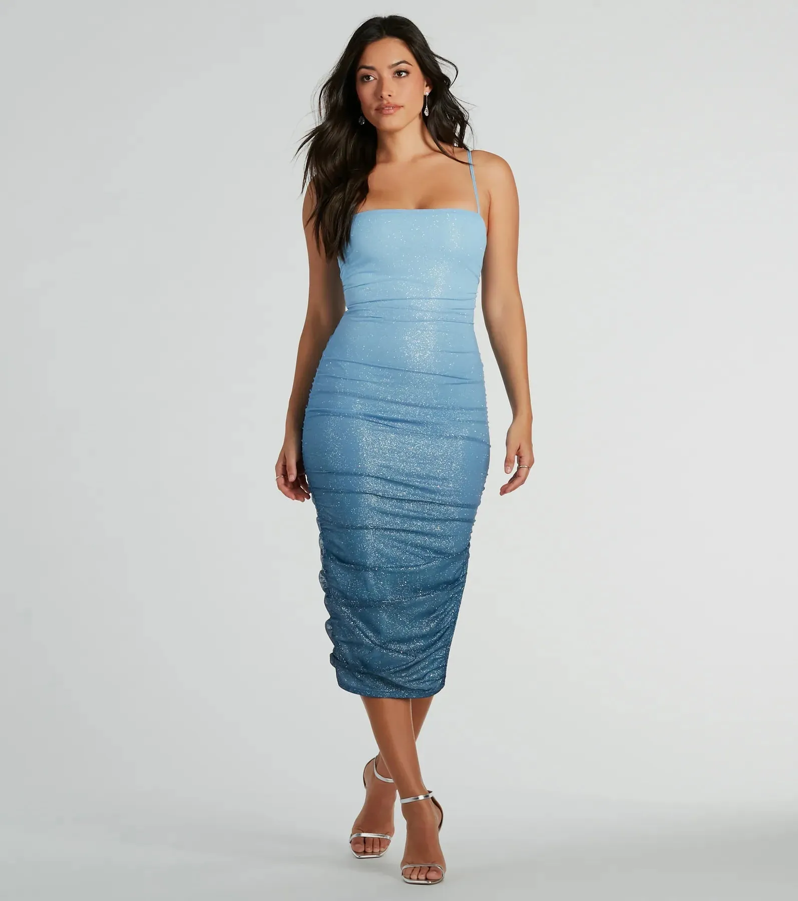 Sassy Shine Ombre Glitter Mesh Midi Dress sold by Windsor product image thumbnail 5