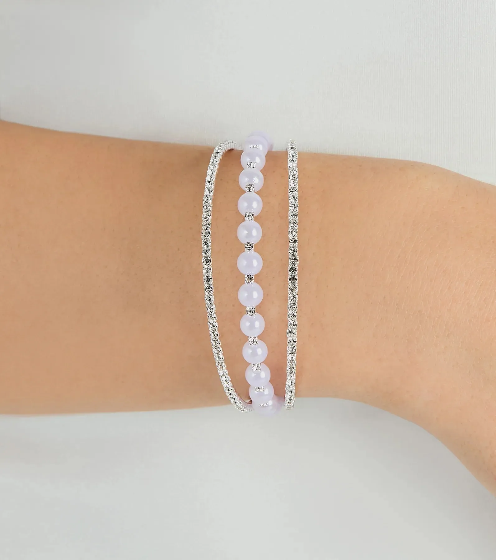 Forever Glamorous Rhinestone And Pearl Cuff Bracelet sold by Windsor