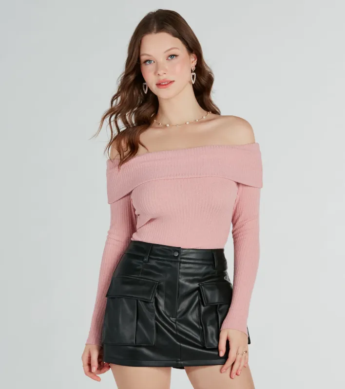 Time To Elevate Off-The-Shoulder Long Sleeve Top sold by Windsor