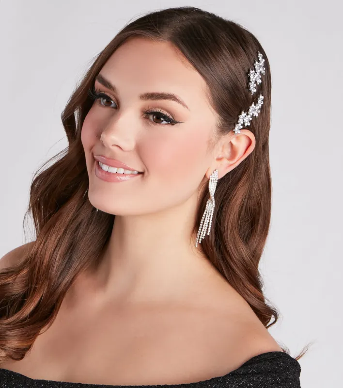 Bloom With Glamour Rhinestone Floral Barrette Set sold by Windsor