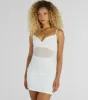 Yours Truly V-Neck Faux Pearl Rhinestone Mini Dress sold by Windsor