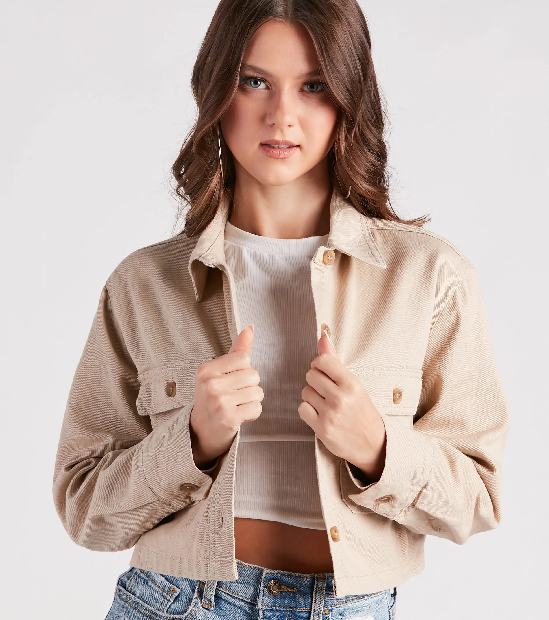 Casual Perfection Cropped Denim Shacket sold by Windsor product image thumbnail 4