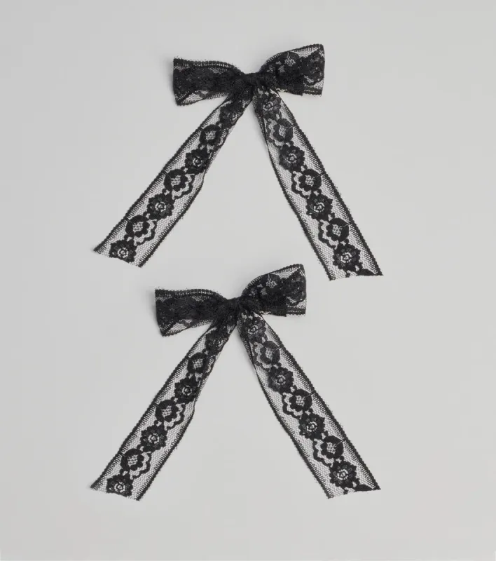 Coveted Charm Floral Lace Hair Bow Clip Set sold by Windsor