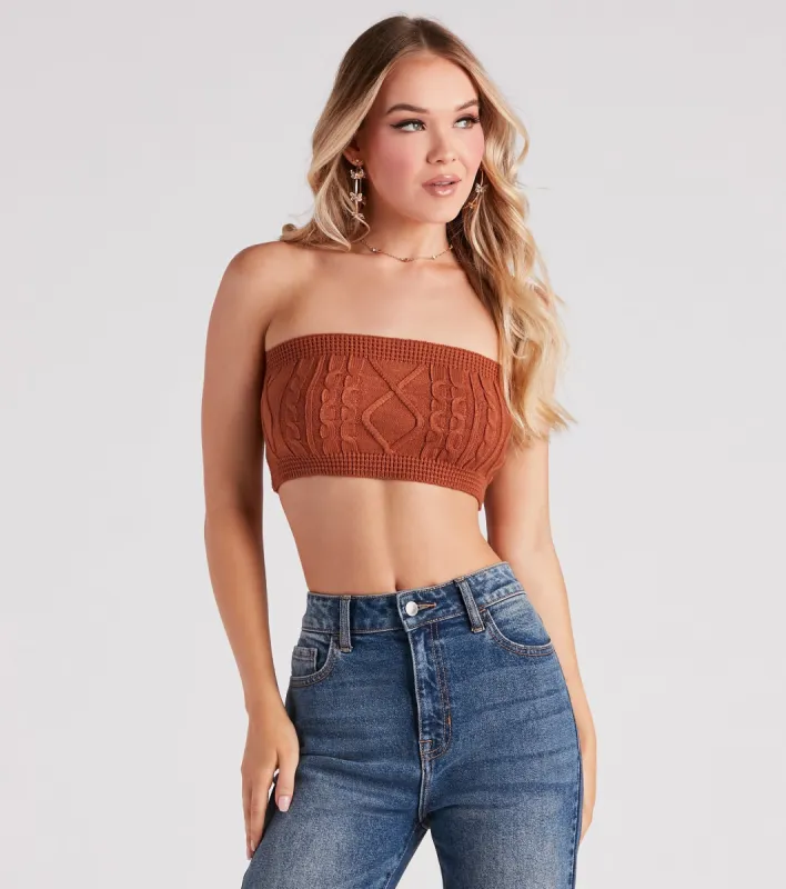 Call Me Cutie Cable Knit Tube Top sold by Windsor