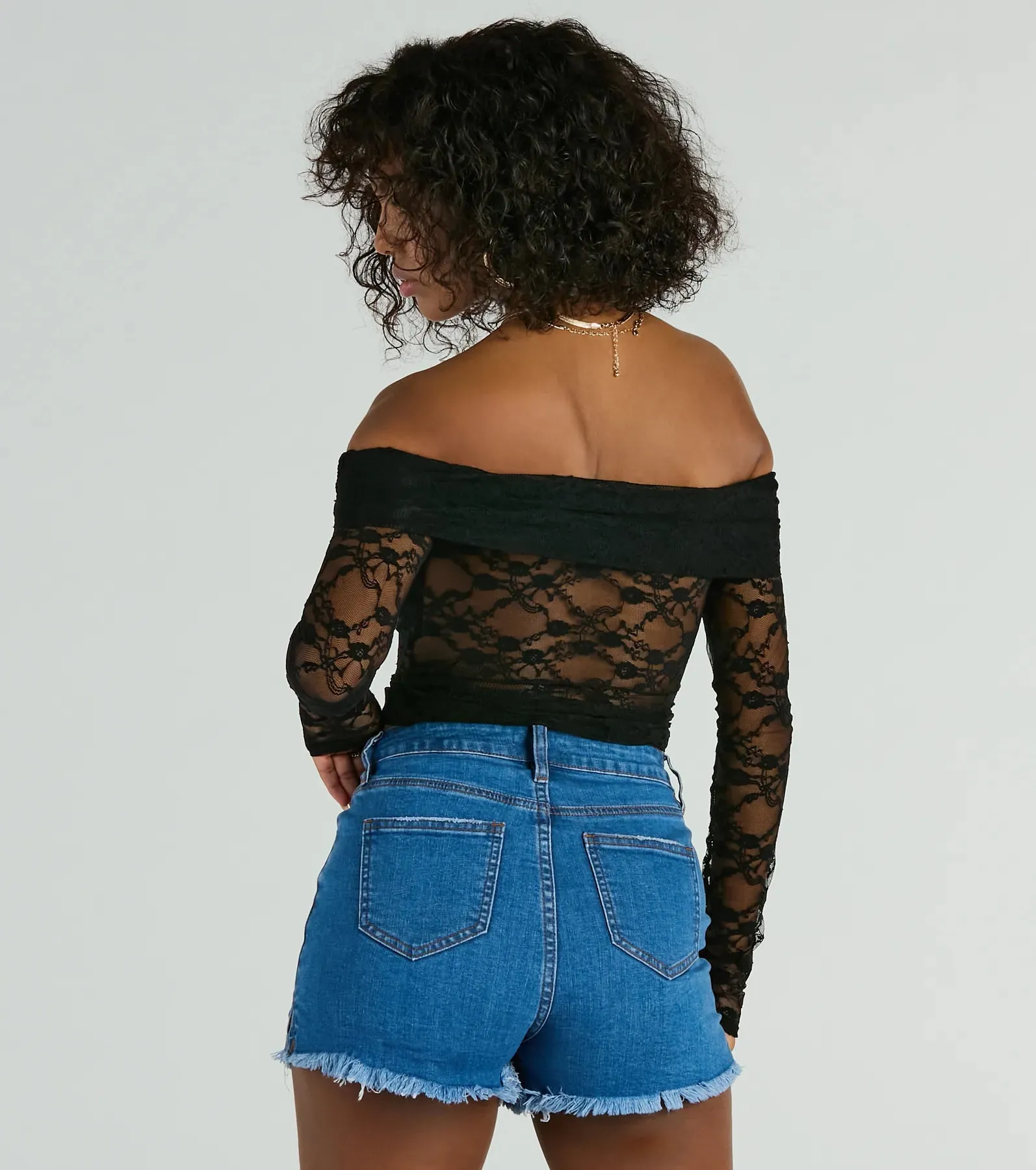 Sultry Aura Off-The-Shoulder Lace Crop Top sold by Windsor product image thumbnail 2