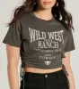 Wild West Lace-Up Crop Graphic Tee sold by Windsor