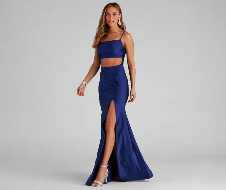 CLEARANCE - Christa Formal Cutout Satin Dress sold by Windsor