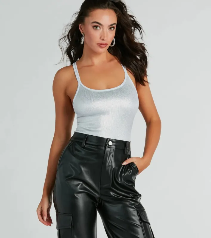 Cool Girl Radiance Strappy Metallic Bodysuit sold by Windsor