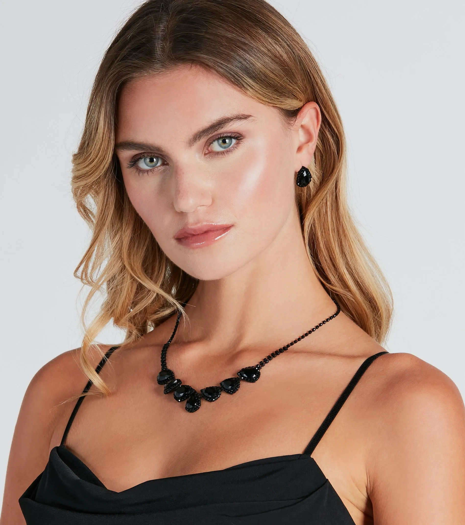 Luxe Drama Gemstone Necklace And Earrings Set sold by Windsor