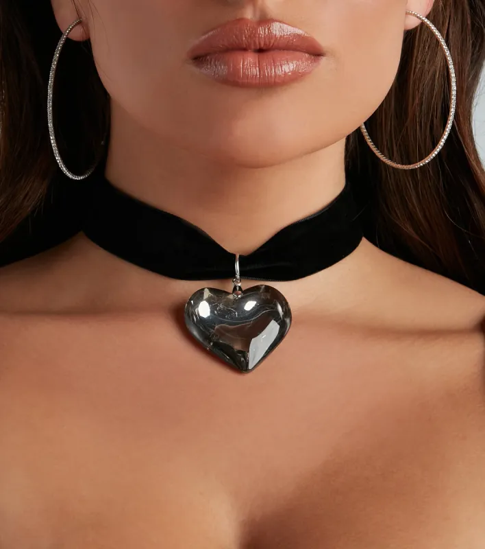 Top Trendsetter Heart Charm Choker Necklace sold by Windsor