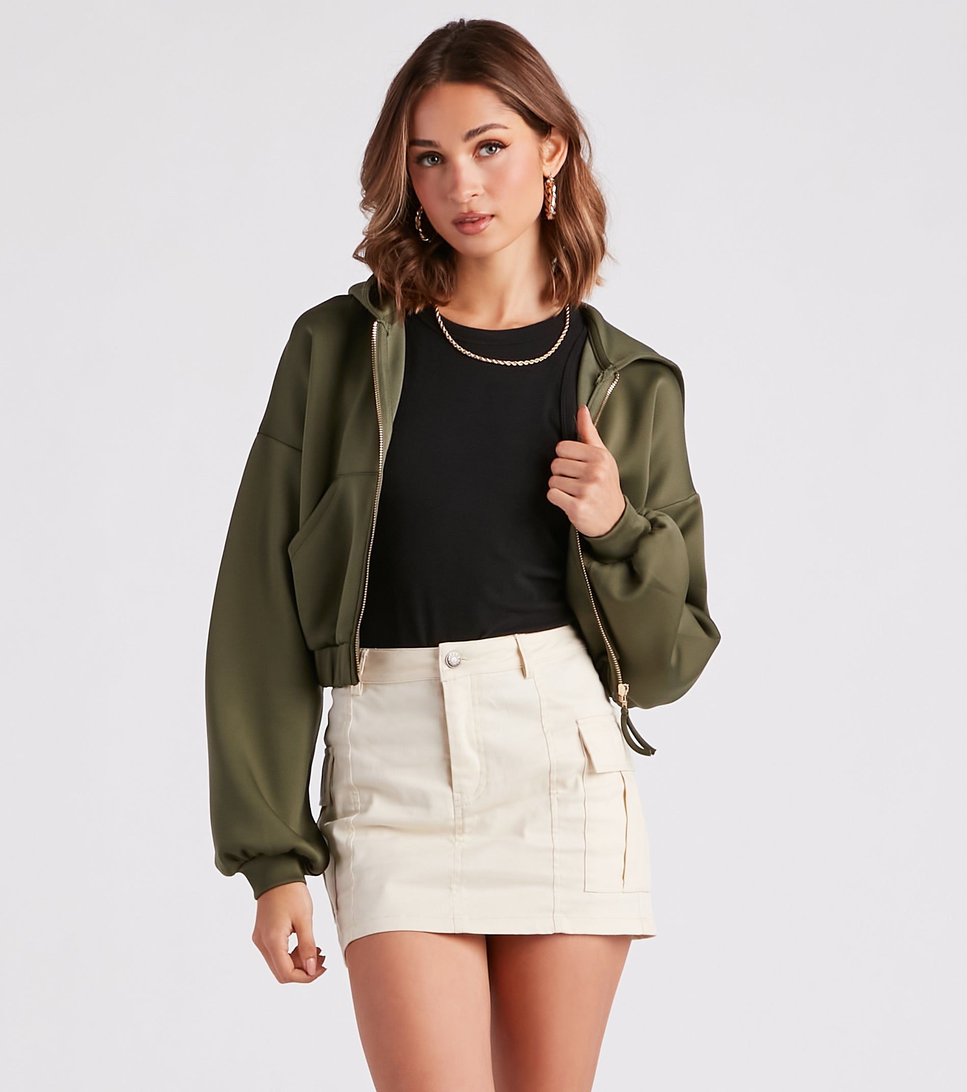 Off Duty Babe Luxe Zip-Up Crop Hoodie sold by Windsor product image thumbnail 5