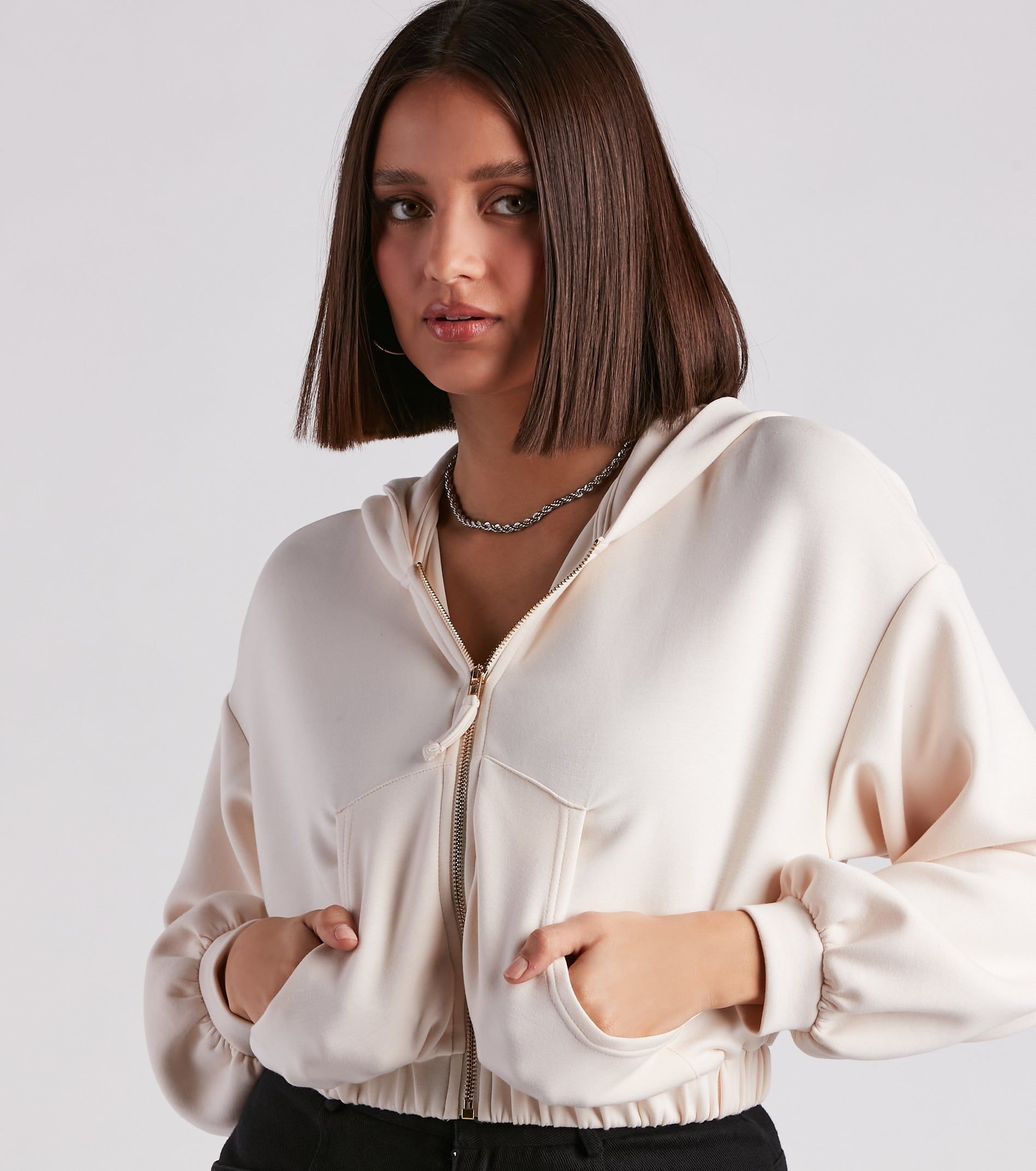 Off Duty Babe Luxe Zip-Up Crop Hoodie sold by Windsor product image thumbnail 4