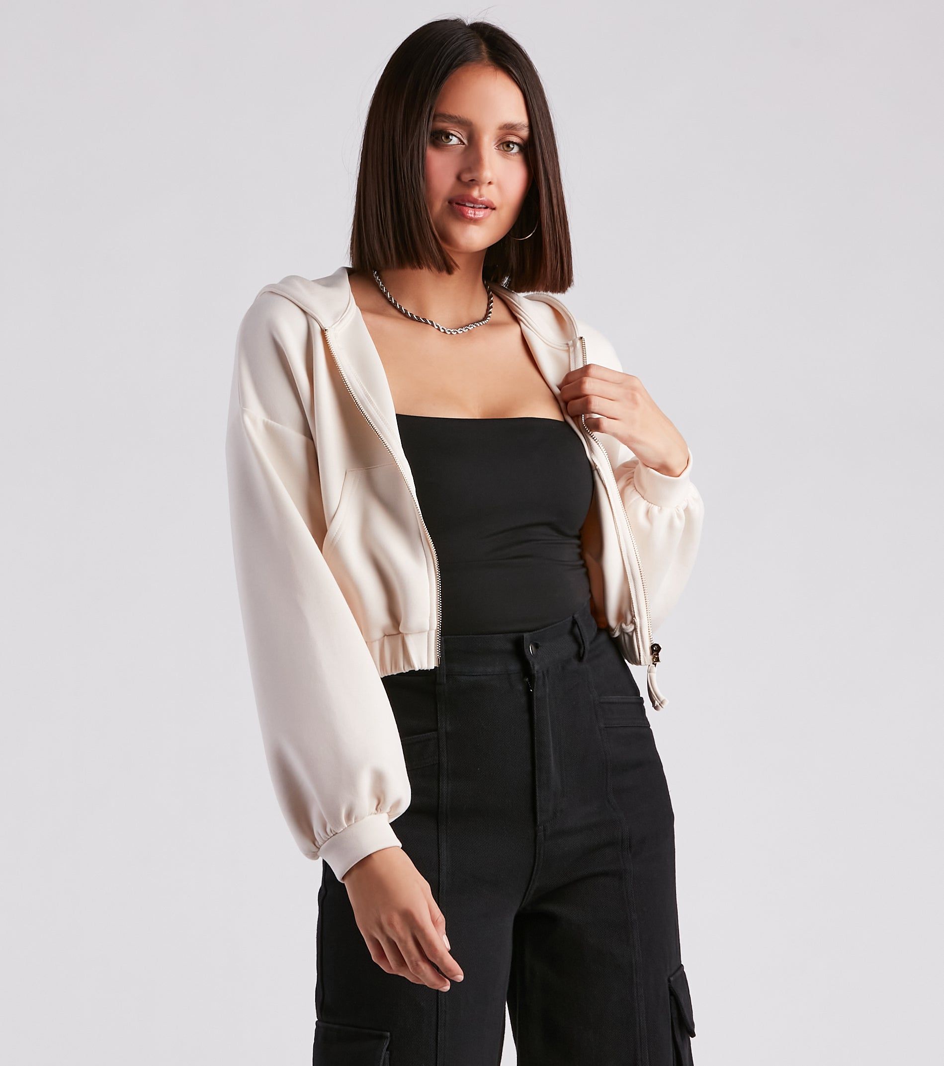 Off Duty Babe Luxe Zip-Up Crop Hoodie sold by Windsor