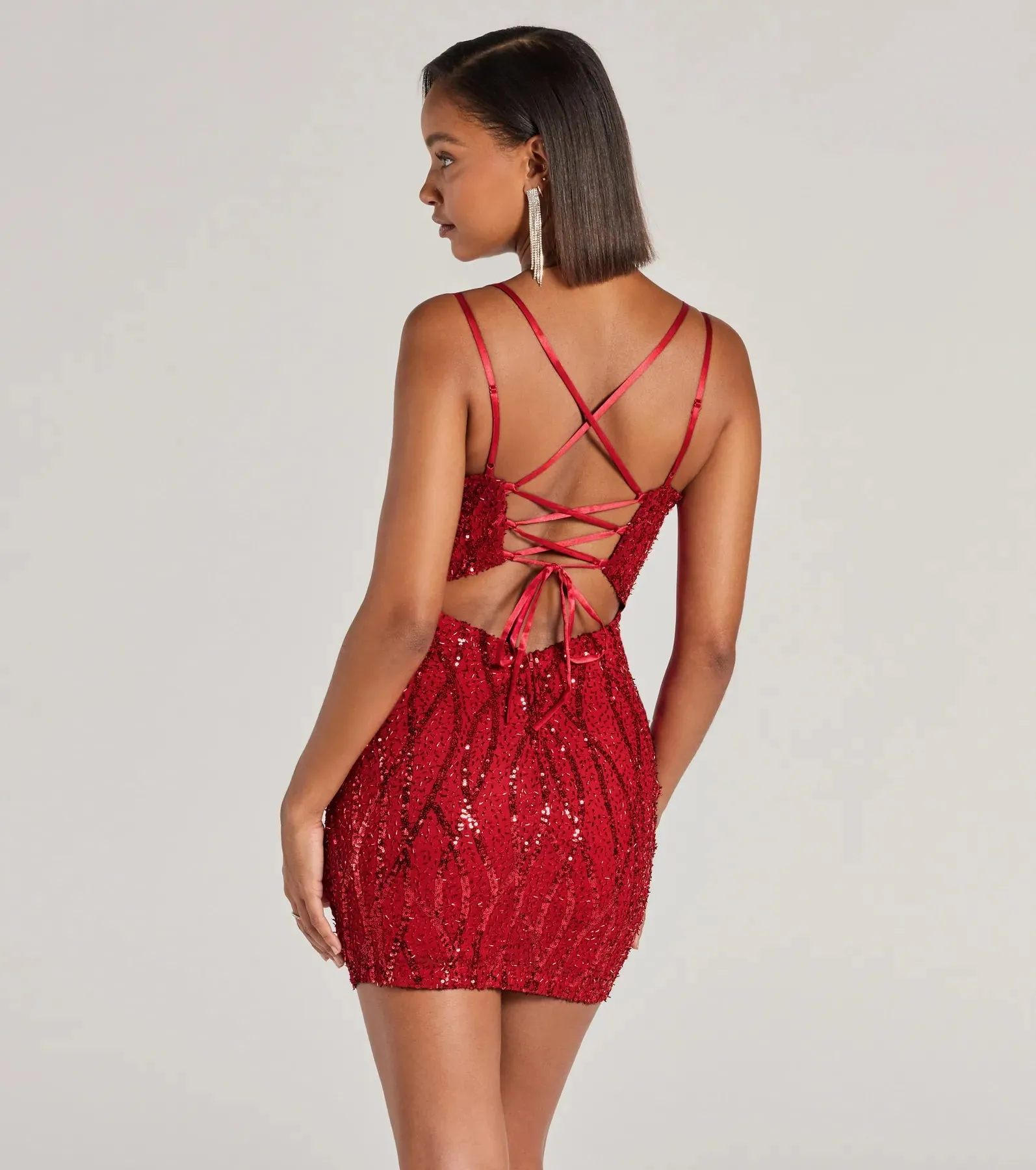 Hartley Lace-Up Sequin Mesh Bodycon Mini Dress sold by Windsor product image thumbnail 2
