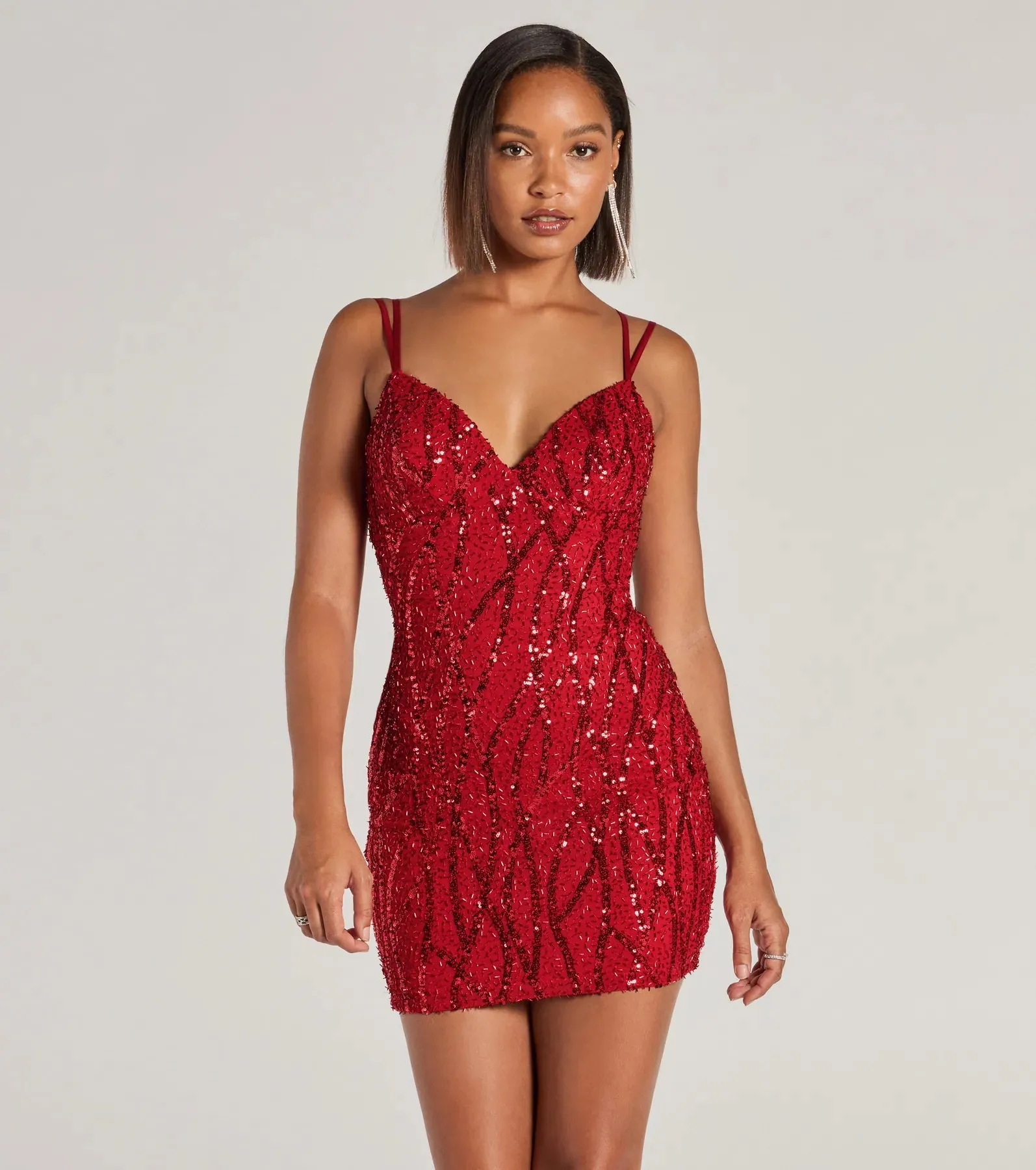 Hartley Lace-Up Sequin Mesh Bodycon Mini Dress sold by Windsor