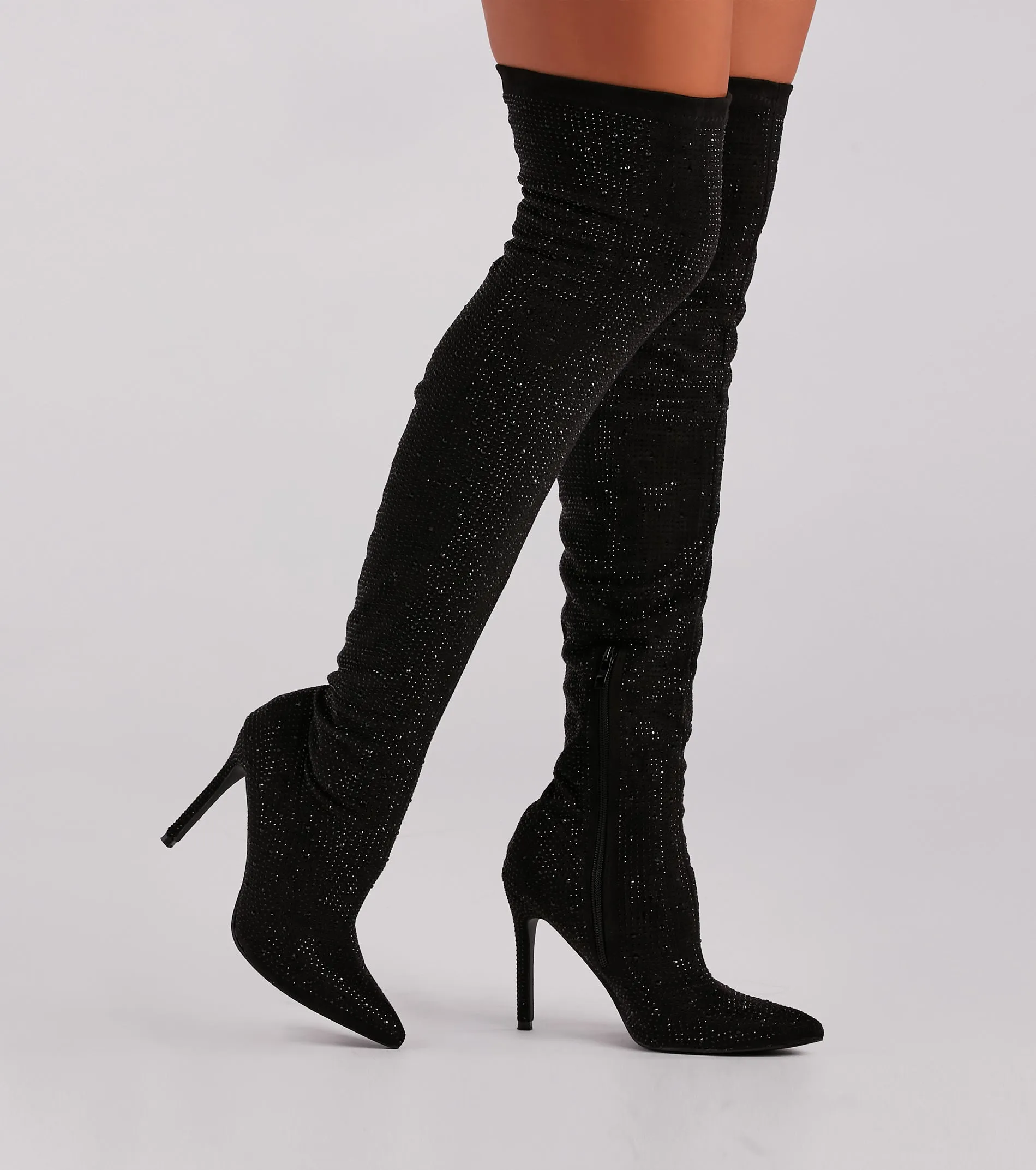 Sultry Voltage Rhinestone Over-The-Knee Boots sold by Windsor