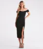CLEARANCE - Madi Formal Crepe Slit Midi Dress sold by Windsor