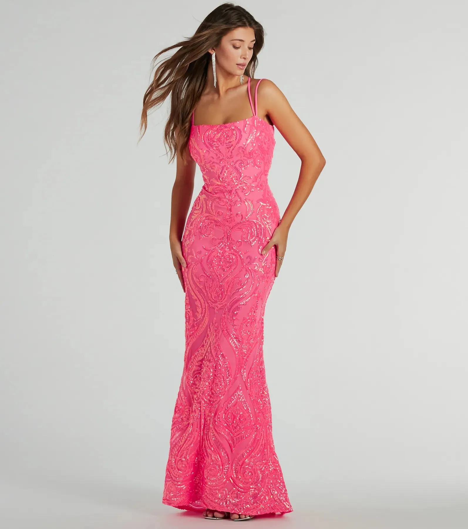 Delaney Lace-Up Mermaid Sequin Formal Dress sold by Windsor product image thumbnail 5