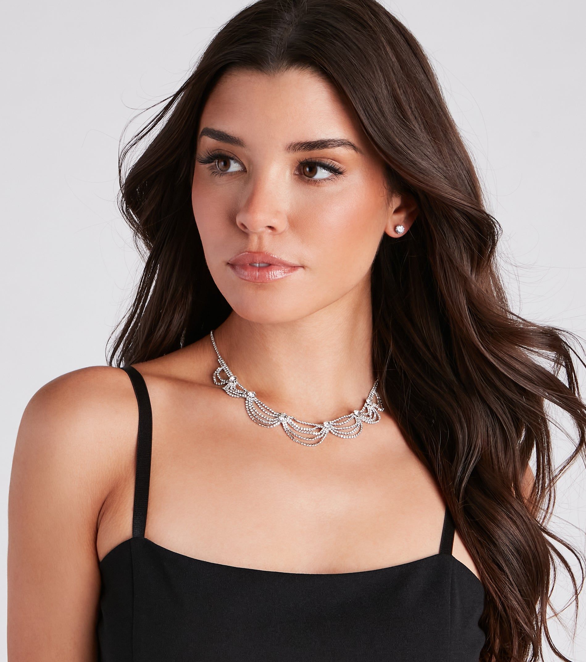 Polished And Pretty Rhinestone Choker Necklace sold by Windsor