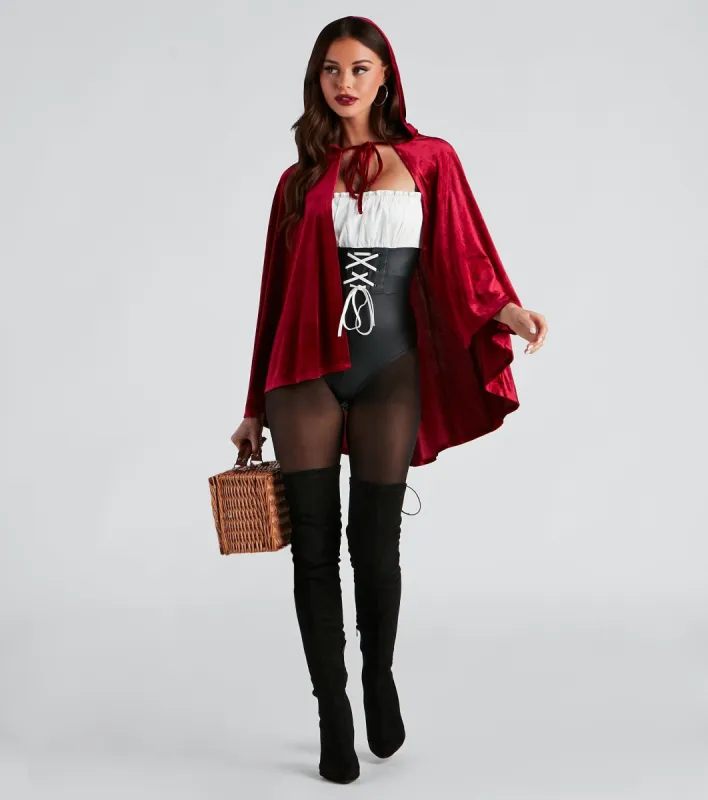 Lil Red Lace-Up Corset Bodysuit sold by Windsor