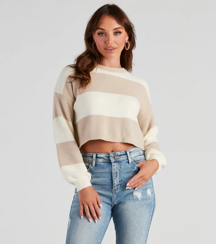 Fall Chill Striped Crop Sweater sold by Windsor