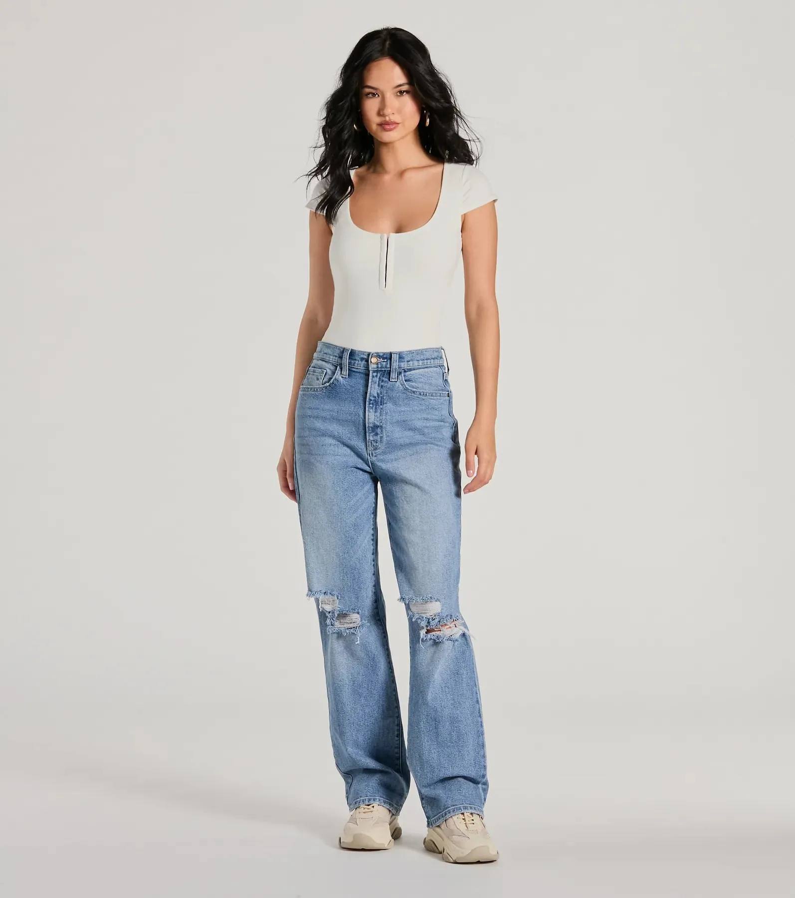 Trendy Vibe Hook And Eye Ribbed Knit Bodysuit sold by Windsor product image thumbnail 3