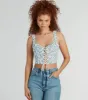 Simply Sweet Lace-Up Floral Woven Corset Top sold by Windsor