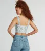 Simply Sweet Lace-Up Floral Woven Corset Top sold by Windsor