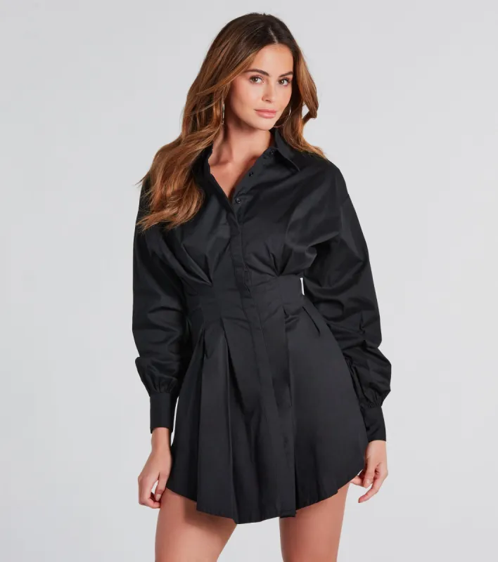 Find Your Style Button Down Pleated Mini Dress sold by Windsor