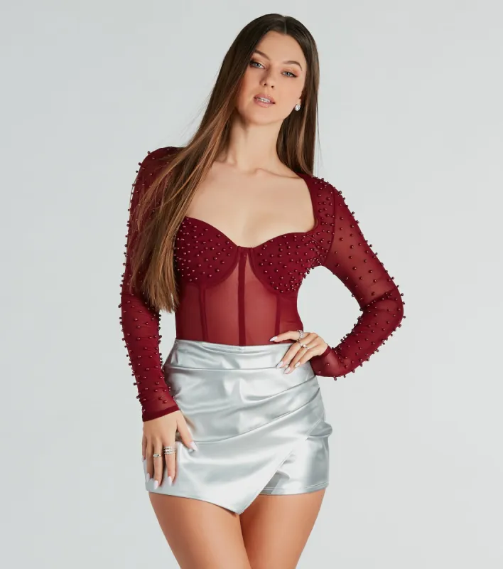 The Prettiest Faux Pearl Corset Bodysuit sold by Windsor