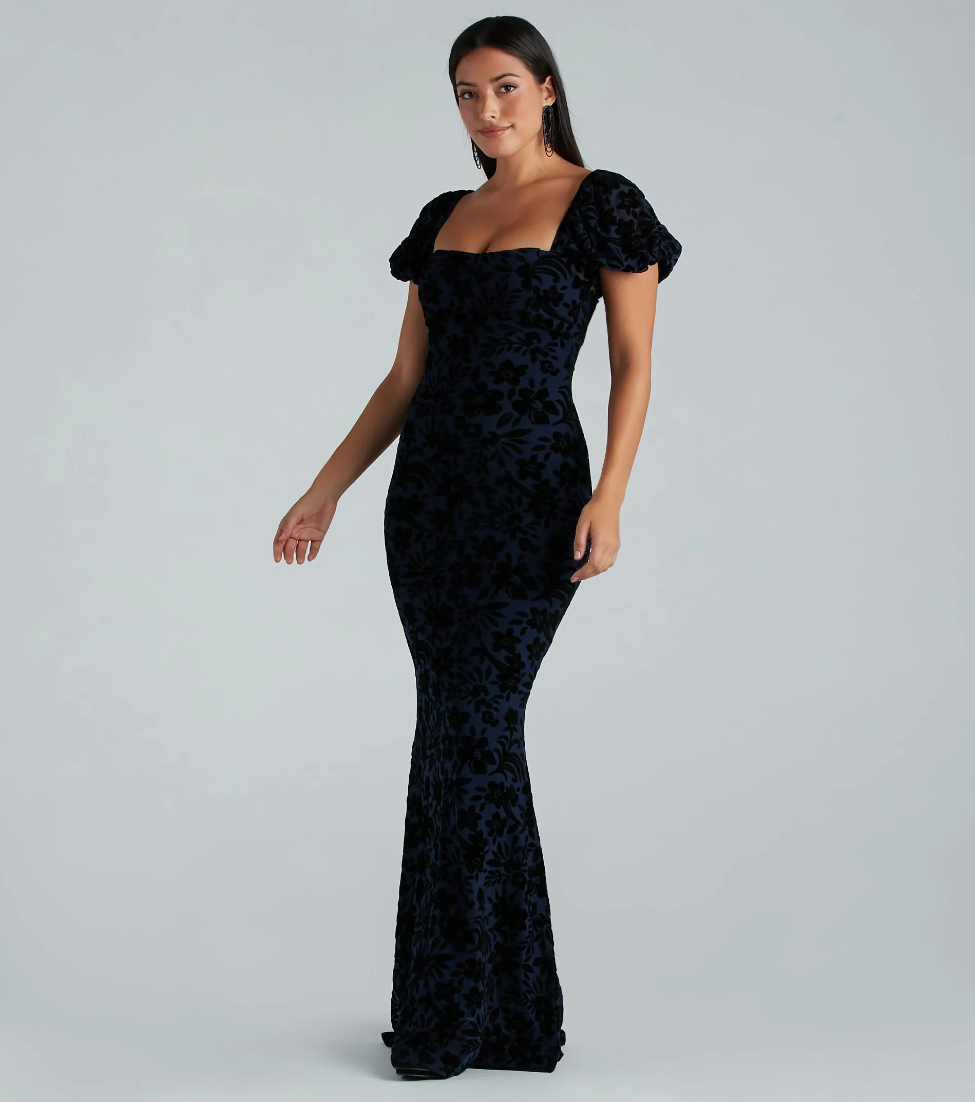 Kathleen Formal Velvet Floral Mermaid Long Dress sold by Windsor product image thumbnail 3