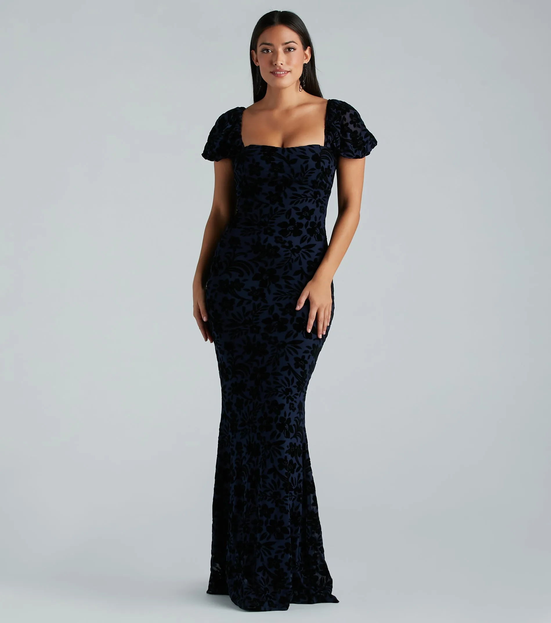 Kathleen Formal Velvet Floral Mermaid Long Dress sold by Windsor