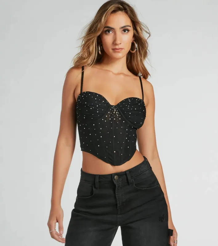 Stunned By Luxe Rhinestone Mesh Bustier sold by Windsor