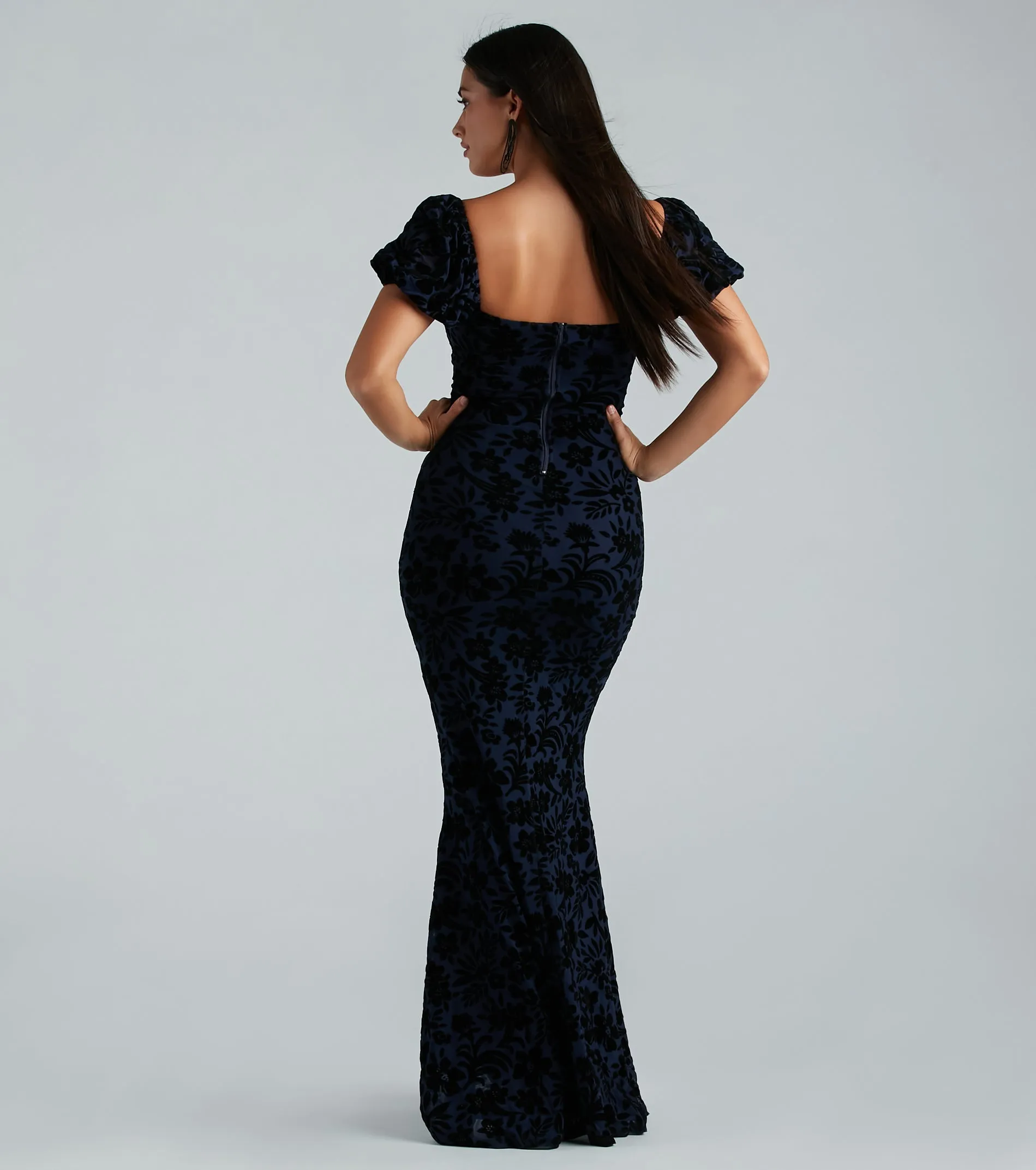 Kathleen Formal Velvet Floral Mermaid Long Dress sold by Windsor product image thumbnail 2