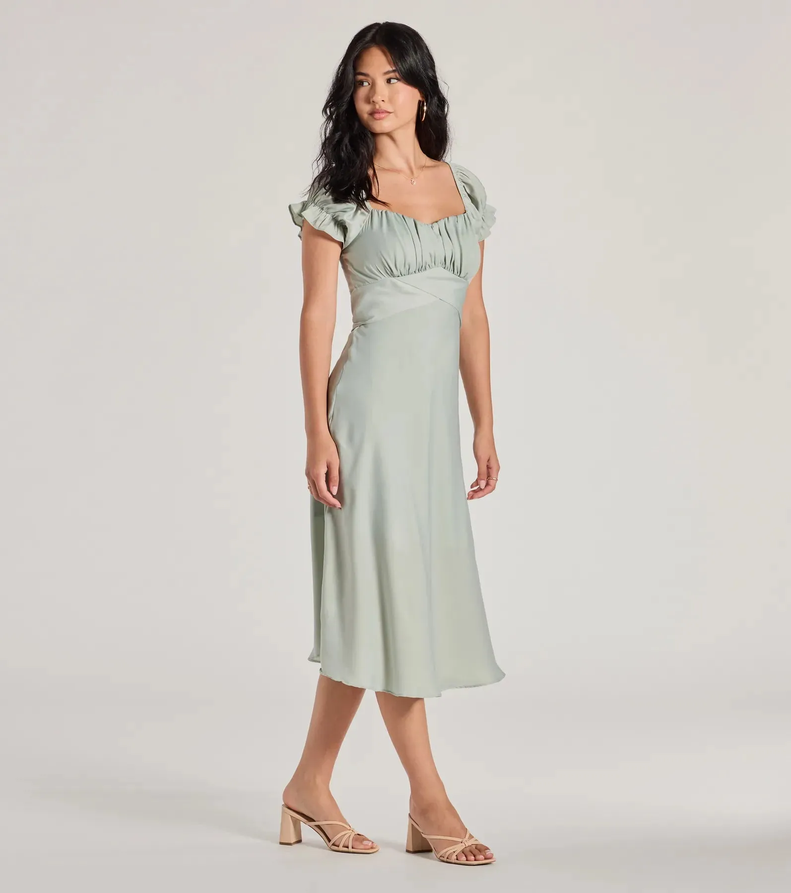 Sure To Adore Puff Sleeve A-Line Midi Dress sold by Windsor product image thumbnail 4
