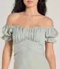 Sure To Adore Puff Sleeve A-Line Midi Dress sold by Windsor