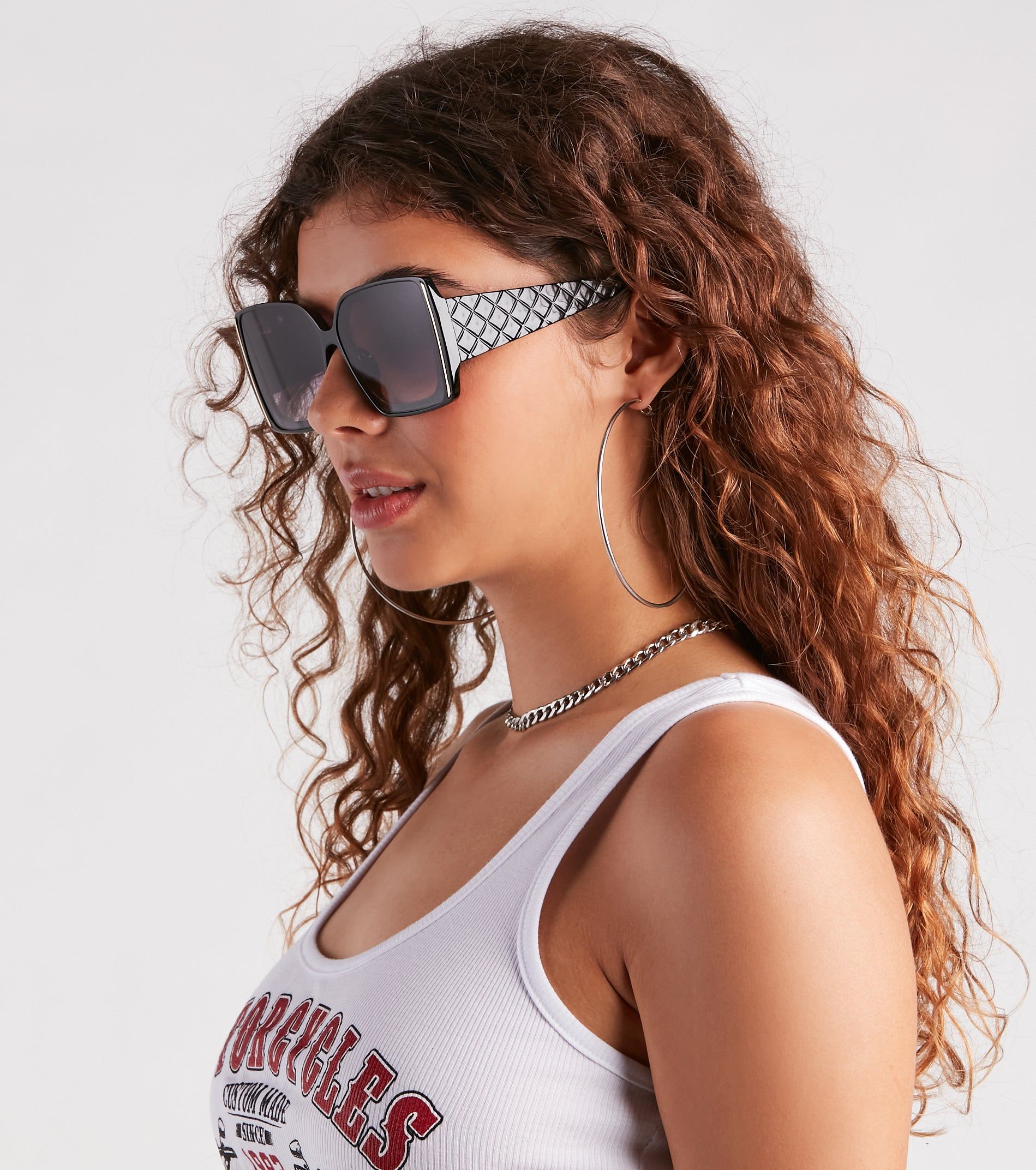 Coveted Cool Girl Square Gold Trim Sunglasses sold by Windsor product image thumbnail 2