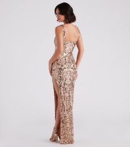 Jolena Formal Sequin Side Slit Dress sold by Windsor