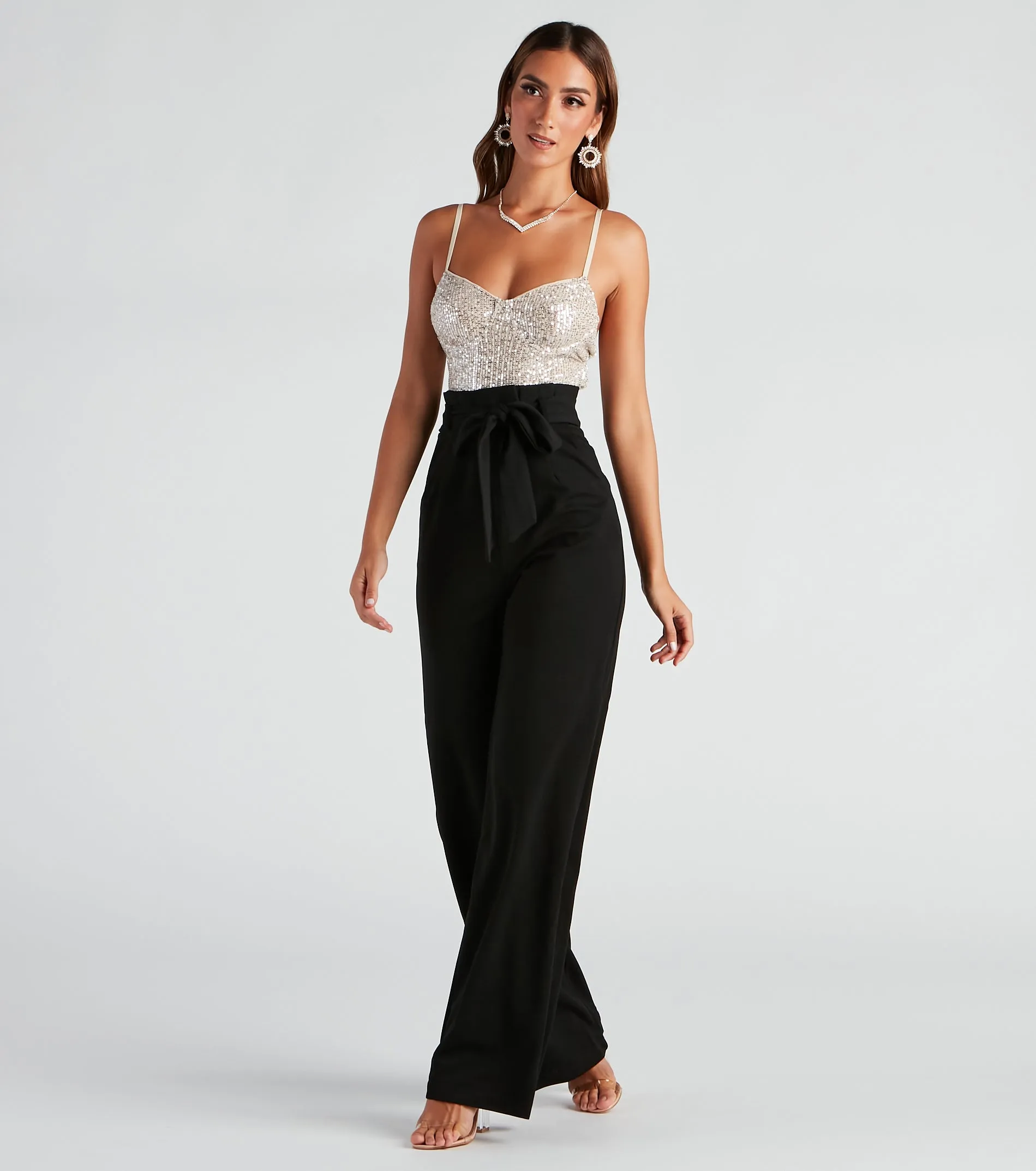 Catch Me In Sequin Wide-Leg Jumpsuit sold by Windsor product image thumbnail 3