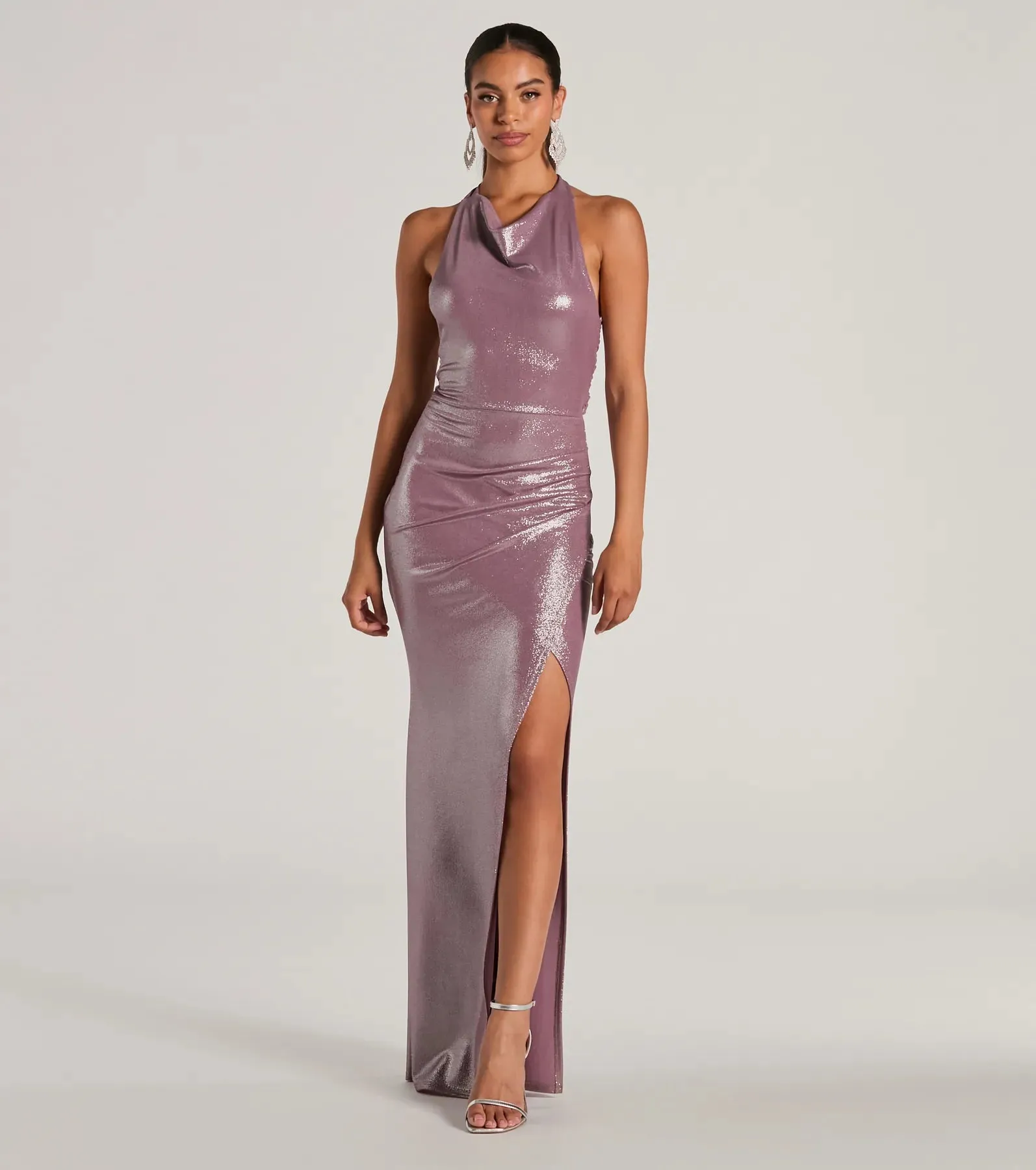 Kayla Halter Open Back Slit Mermaid Formal Dress sold by Windsor