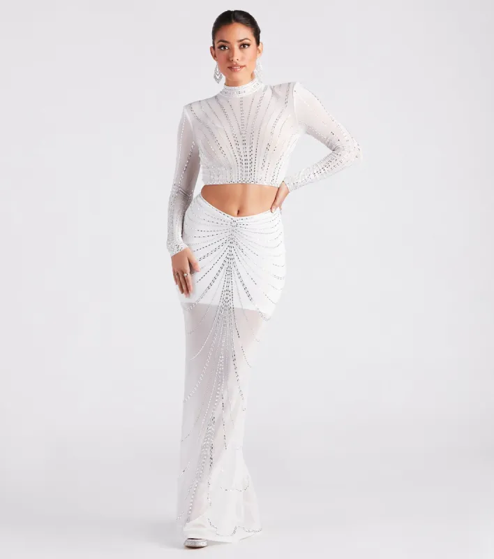PLACEHOLDER - Wrapped In Rhinestone Maxi Skirt sold by Windsor