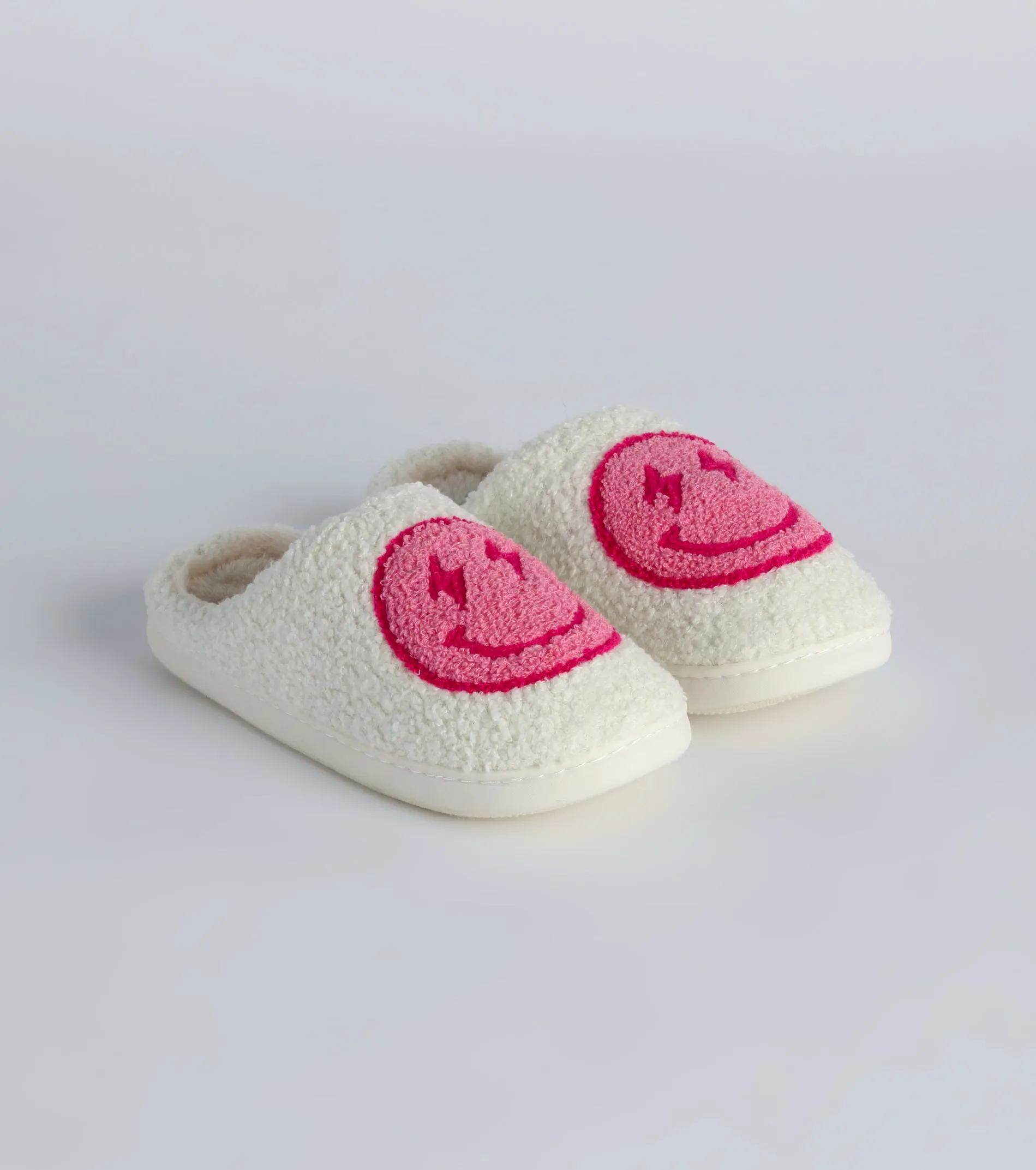 Happy Face Faux Sherpa Slippers sold by Windsor
