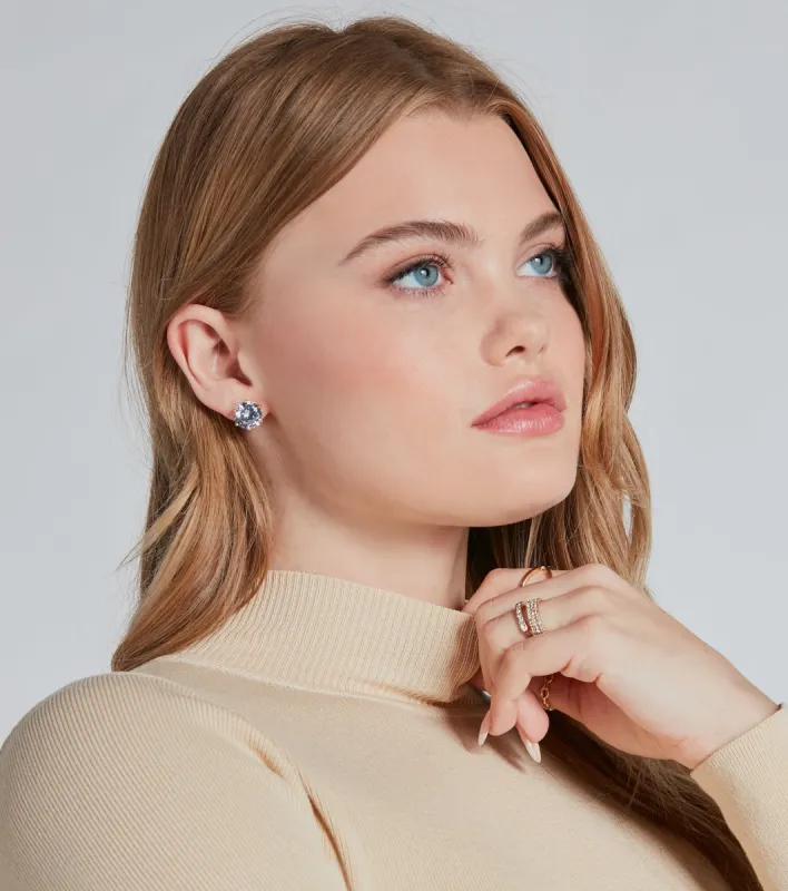 Luxe 14K Gold Plated Cubic Zirconia Stud Earrings sold by Windsor